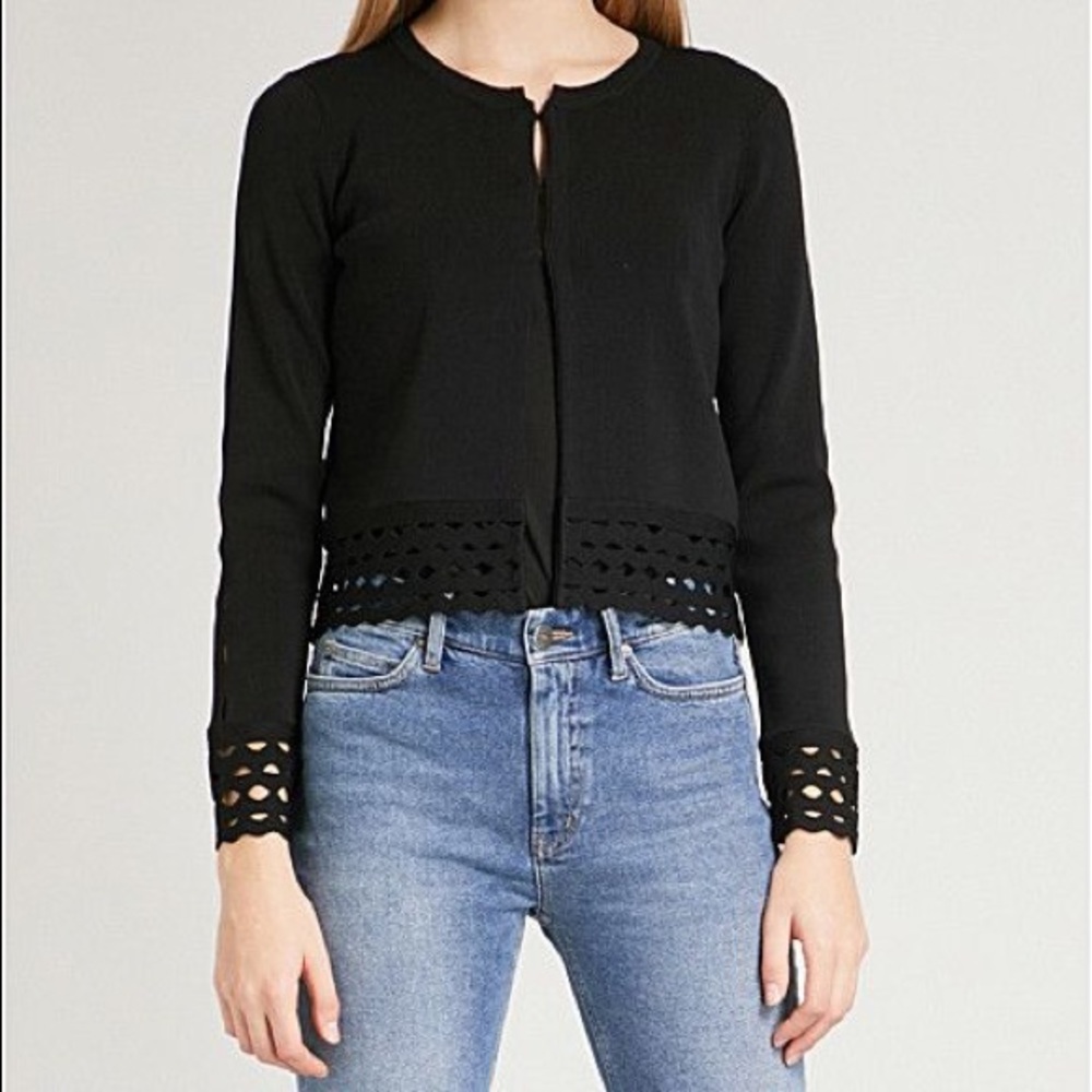 maje Marseille Cutout Trim Cardigan Black b3b